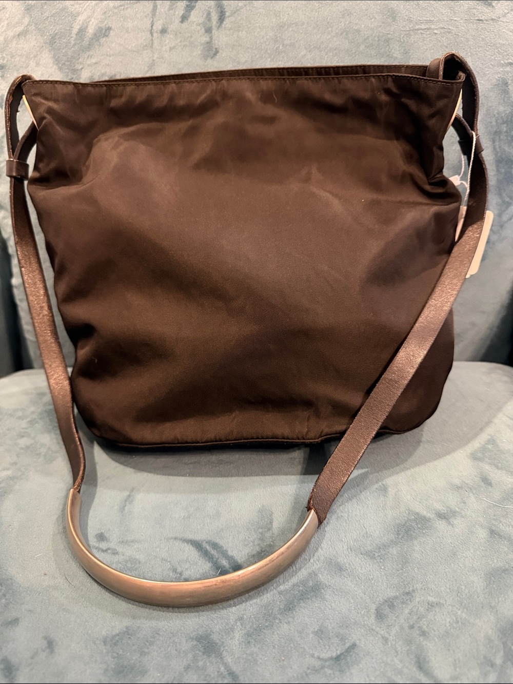 Prada Black Nylon Tote with Circular Metal Eyelet